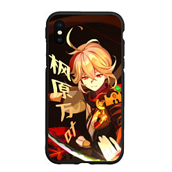 Чехол iPhone XS Max матовый Genshin Impact - Кадзуха, цвет: 3D-черный