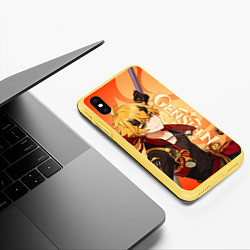 Чехол iPhone XS Max матовый Genshin Impact, Тома, цвет: 3D-желтый — фото 2