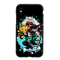 Чехол iPhone XS Max матовый Клинок рассекающий демонов главные герои, цвет: 3D-черный