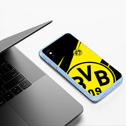 Чехол iPhone XS Max матовый BORUSSIA BVB 09 LOGO, цвет: 3D-голубой — фото 2