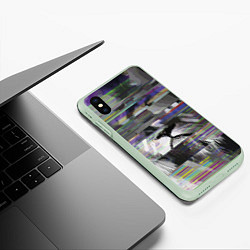 Чехол iPhone XS Max матовый Glitch lion 2020, цвет: 3D-салатовый — фото 2