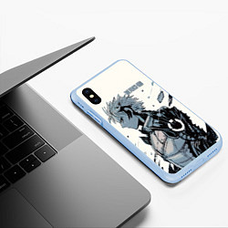 Чехол iPhone XS Max матовый One Punch-Man Генос, цвет: 3D-голубой — фото 2