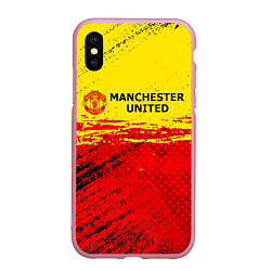 Чехол iPhone XS Max матовый Manchester United: Дьяволы, цвет: 3D-розовый