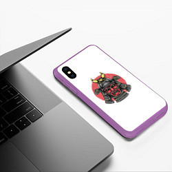Чехол iPhone XS Max матовый Красный Шлем Самурая, цвет: 3D-фиолетовый — фото 2