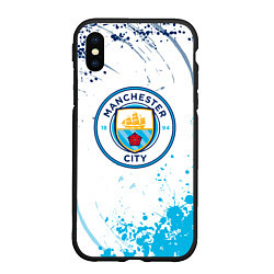 Чехол iPhone XS Max матовый Manchester City - Футбольный клуб, цвет: 3D-черный