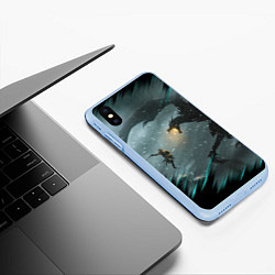 Чехол iPhone XS Max матовый TES FUS RO DAH DRAGON, цвет: 3D-голубой — фото 2