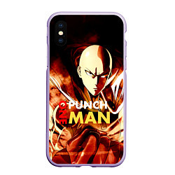Чехол iPhone XS Max матовый Огненный Сайтама One Punch-Man