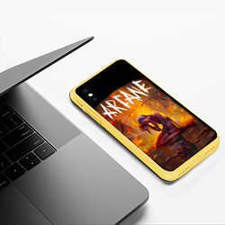 Чехол iPhone XS Max матовый Аркейн лига легенд пламя сериал, цвет: 3D-желтый — фото 2