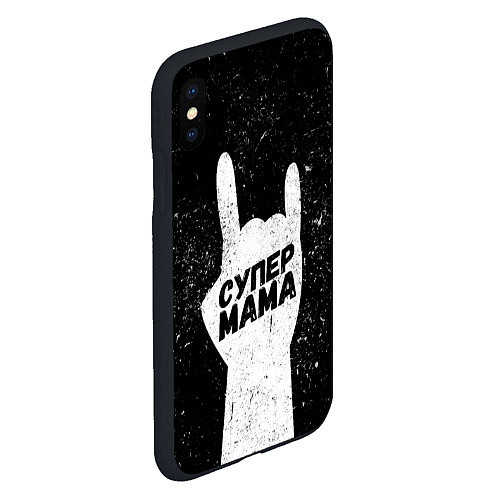 Чехол iPhone XS Max матовый Супер рок мама / 3D-Черный – фото 2