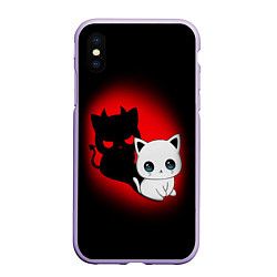 Чехол iPhone XS Max матовый КОТИК ДЬЯВОЛ KITTY DEVIL, цвет: 3D-светло-сиреневый