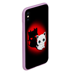 Чехол iPhone XS Max матовый КОТИК ДЬЯВОЛ KITTY DEVIL, цвет: 3D-сиреневый — фото 2