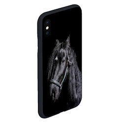 Чехол iPhone XS Max матовый Лошадь на черном фоне, цвет: 3D-черный — фото 2