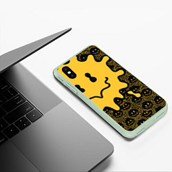 Чехол iPhone XS Max матовый Растекающийся большой смайл, цвет: 3D-салатовый — фото 2