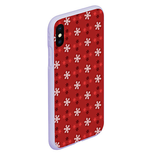 Чехол iPhone XS Max матовый Snowflakes / 3D-Светло-сиреневый – фото 2