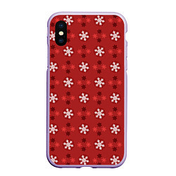Чехол iPhone XS Max матовый Snowflakes, цвет: 3D-светло-сиреневый