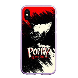 Чехол iPhone XS Max матовый Poppy Playtime: Red & Black, цвет: 3D-сиреневый