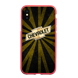 Чехол iPhone XS Max матовый Chevrolet Big Logo, цвет: 3D-красный
