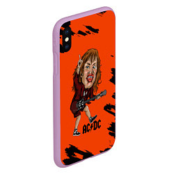 Чехол iPhone XS Max матовый Шарж Ангус Янг ACDC, цвет: 3D-сиреневый — фото 2