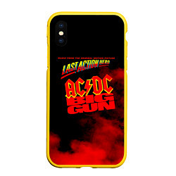 Чехол iPhone XS Max матовый ACDC - BIG GUN, цвет: 3D-желтый