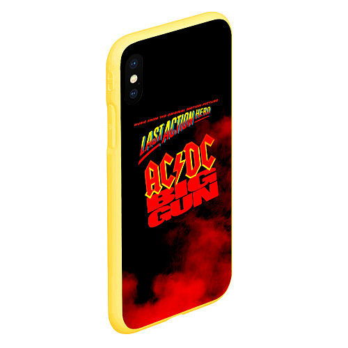 Чехол iPhone XS Max матовый ACDC - BIG GUN / 3D-Желтый – фото 2