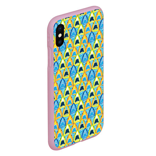 Чехол iPhone XS Max матовый Зубастые Акулы / 3D-Розовый – фото 2