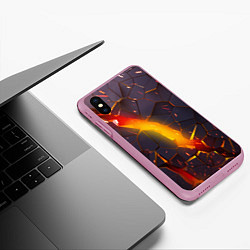 Чехол iPhone XS Max матовый ТРЕХМЕРНЫЕ ИСКРЫ 3D ПЛИТЫ 3D ИСКРЫ, цвет: 3D-розовый — фото 2