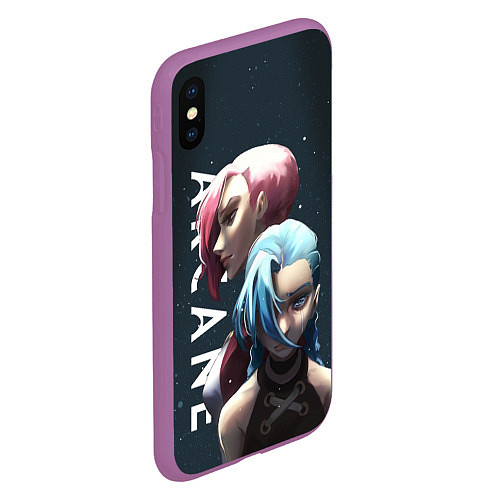 Чехол iPhone XS Max матовый Vi and Jinx / 3D-Фиолетовый – фото 2