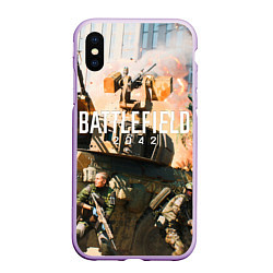 Чехол iPhone XS Max матовый Battlefield 2042 - отряд, цвет: 3D-сиреневый