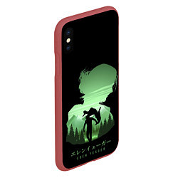 Чехол iPhone XS Max матовый Атака титанов 4 Эрен, цвет: 3D-красный — фото 2