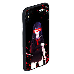 Чехол iPhone XS Max матовый SENPAI KATANA GIRL, БРЫЗГИ КРАСОК, цвет: 3D-черный — фото 2