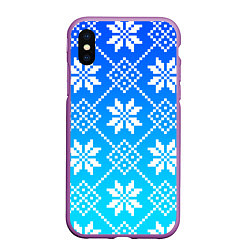 Чехол iPhone XS Max матовый ЗИМНИЙ НОВОГОДНИЙ УЗОР СВИТЕР, цвет: 3D-фиолетовый