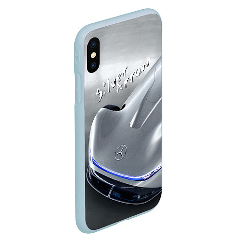 Чехол iPhone XS Max матовый Mercedes-Benz EQ Silver Arrow Concept / 3D-Голубой – фото 2