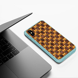 Чехол iPhone XS Max матовый Бантики паттерн, цвет: 3D-мятный — фото 2