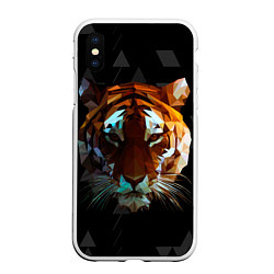 Чехол iPhone XS Max матовый Тигр стиль Low poly