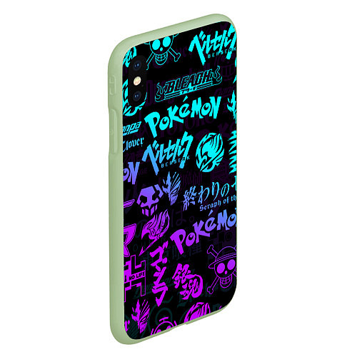 Чехол iPhone XS Max матовый ANIME LOGOBOMBING NEON НЕОН ЛОГО АНИМЕ / 3D-Салатовый – фото 2