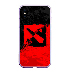 Чехол iPhone XS Max матовый DOTA 2 RED BLACK LOGO, БРЫЗГИ КРАСОК