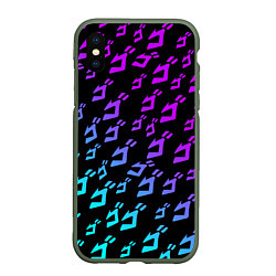 Чехол iPhone XS Max матовый JOJOS BIZARRE ADVENTURE NEON PATTERN НЕОН УЗОР, цвет: 3D-темно-зеленый