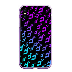 Чехол iPhone XS Max матовый JOJOS BIZARRE ADVENTURE NEON PATTERN НЕОН УЗОР, цвет: 3D-сиреневый