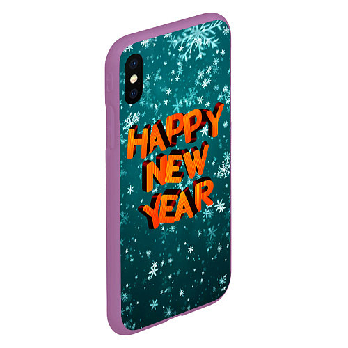 Чехол iPhone XS Max матовый HAPPY NEW YEAR 2022 С НОВЫМ ГОДОМ / 3D-Фиолетовый – фото 2