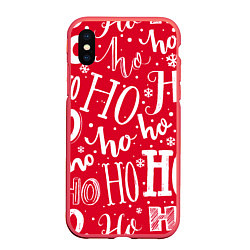 Чехол iPhone XS Max матовый HO HO HO Новогодняя, цвет: 3D-красный