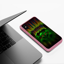 Чехол iPhone XS Max матовый РЕЖИМ БОГА IDDQD, цвет: 3D-малиновый — фото 2