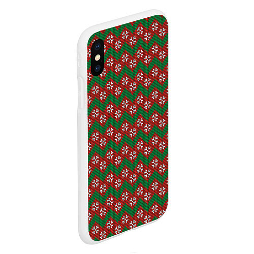 Чехол iPhone XS Max матовый Knitted Snowflake Pattern / 3D-Белый – фото 2