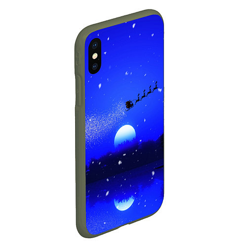 Чехол iPhone XS Max матовый НОВОГОДНЯЯ НОЧЬ 2022 NIGHT SANTA CLAUS / 3D-Темно-зеленый – фото 2