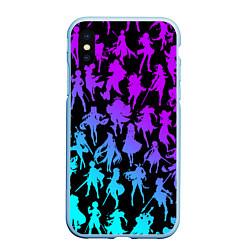 Чехол iPhone XS Max матовый GENSHI IMPACT HEROES NEON НЕОНОВЫЙ УЗОР