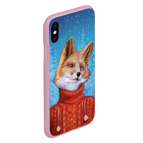 Чехол iPhone XS Max матовый НОВОГОДНИЙ ЛИС CHRISTMAS FOX / 3D-Розовый – фото 2