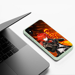 Чехол iPhone XS Max матовый GENSHIN IMPACT, ДИЛЮК DILUC, цвет: 3D-салатовый — фото 2