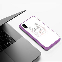 Чехол iPhone XS Max матовый Умиротворенный зайка, цвет: 3D-фиолетовый — фото 2