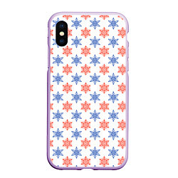 Чехол iPhone XS Max матовый Снежинки паттернsnowflakes pattern