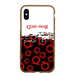 Чехол iPhone XS Max матовый God of War Logo Pattern, цвет: 3D-коричневый