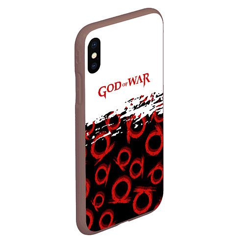 Чехол iPhone XS Max матовый God of War Logo Pattern / 3D-Коричневый – фото 2